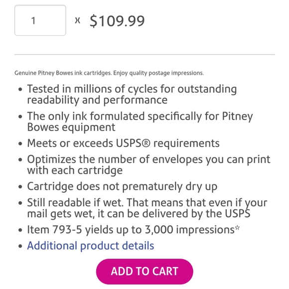 Pitney Bowes 795-3 Fluorescent Red Postage Ink - Picture 3 of 7